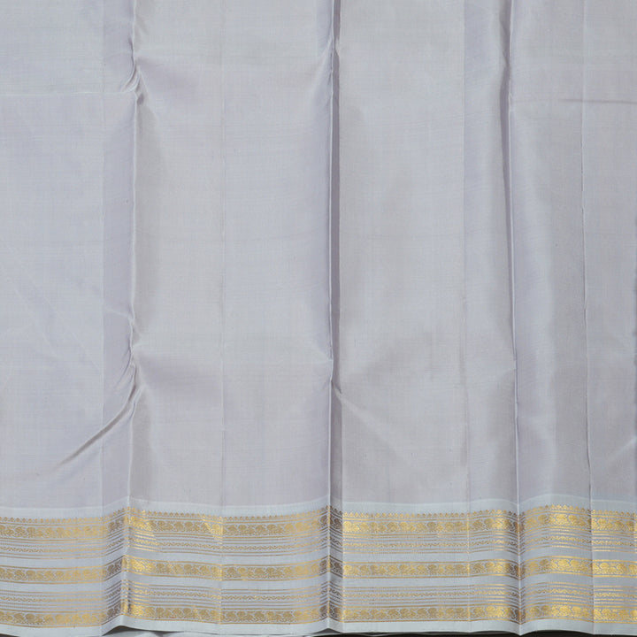 Hayagrivas Handloom Reddish Orange Kanjivaram Silk Saree with Light Grey border KBE1606K37-1