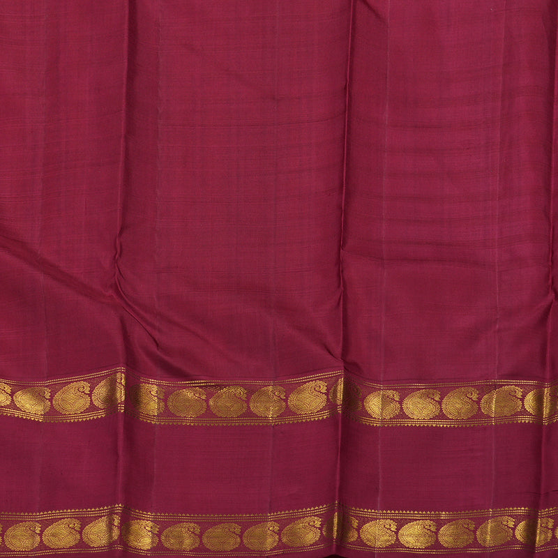 Hayagrivas Handloom Mustard Kanjivaram Silk Saree with Maroon Border KBE1606K7-1