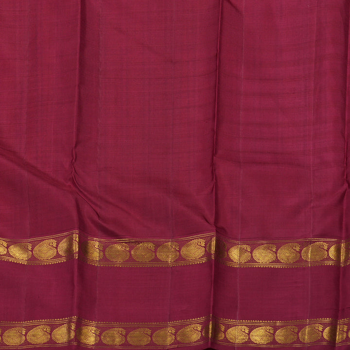 Hayagrivas Handloom Mustard Kanjivaram Silk Saree with Maroon Border KBE1606K7-1