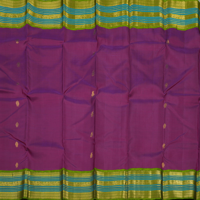 Hayagrivas Handloom Purple Kanjivaram Silk Saree with Olive Green border KBE1606K8-1