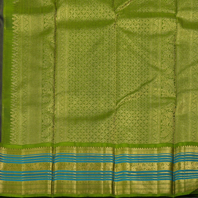 Hayagrivas Handloom Purple Kanjivaram Silk Saree with Olive Green border KBE1606K8-1