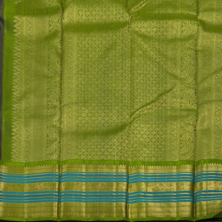 Hayagrivas Handloom Purple Kanjivaram Silk Saree with Olive Green border KBE1606K8-1