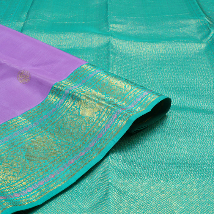 Hayagrivas Handloom Kanjivaram silk saree in attractive  Lavendar with sea blue korvai contrast  KBE160D9-2