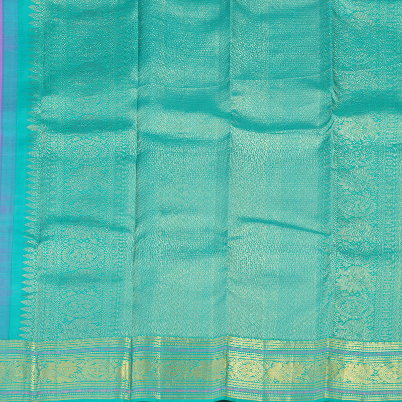 Hayagrivas Handloom Kanjivaram silk saree in attractive  Lavendar with sea blue korvai contrast  KBE160D9-2