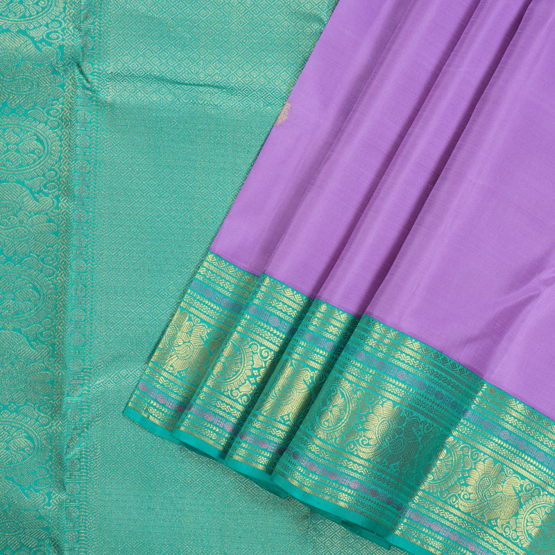 Hayagrivas Handloom Kanjivaram silk saree in attractive  Lavendar with sea blue korvai contrast  KBE160D9-2