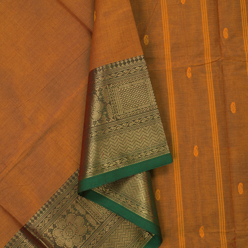 Hayagrivas Orange Pure Chettinad Cotton Saree with Green Border KBE1612K1-105