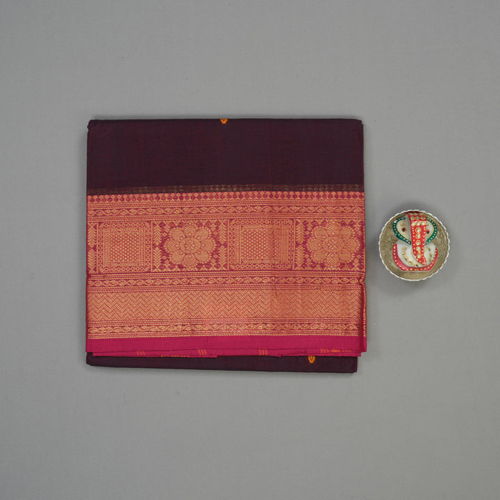 Hayagrivas Wine Purple Pure Chettinad Cotton Saree with Rani Pink border KBE1612K1-110