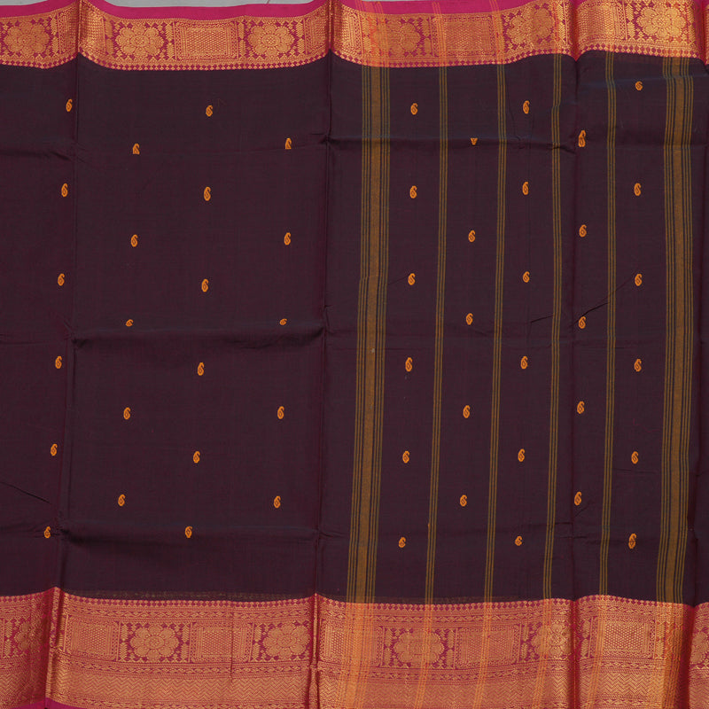 Hayagrivas Wine Purple Pure Chettinad Cotton Saree with Rani Pink border KBE1612K1-110