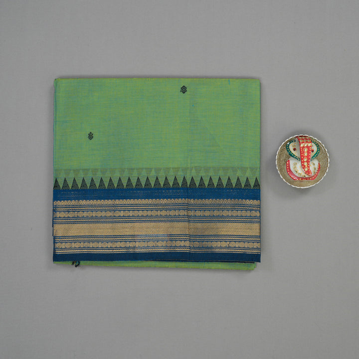 Hayagrivas Mint Green Pure Chettinad Cotton Saree with Peacock Blue Border KBE1612K1-112