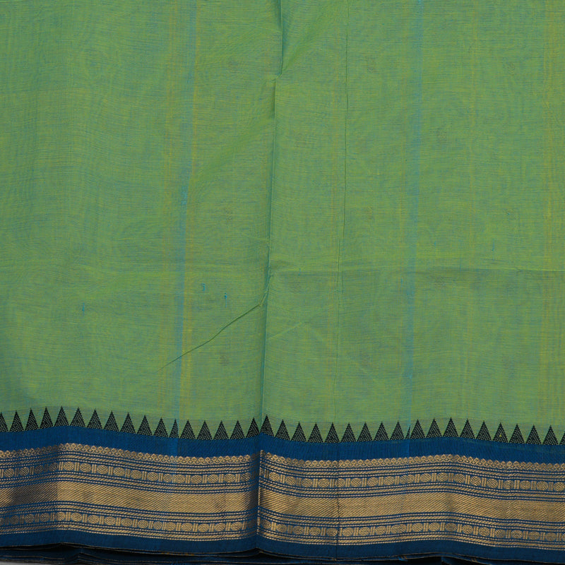 Hayagrivas Mint Green Pure Chettinad Cotton Saree with Peacock Blue Border KBE1612K1-112
