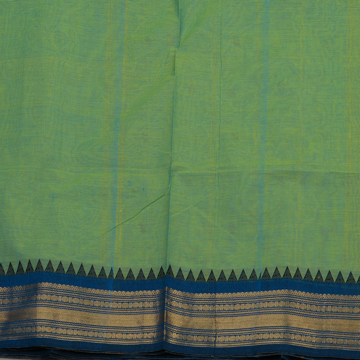 Hayagrivas Mint Green Pure Chettinad Cotton Saree with Peacock Blue Border KBE1612K1-112
