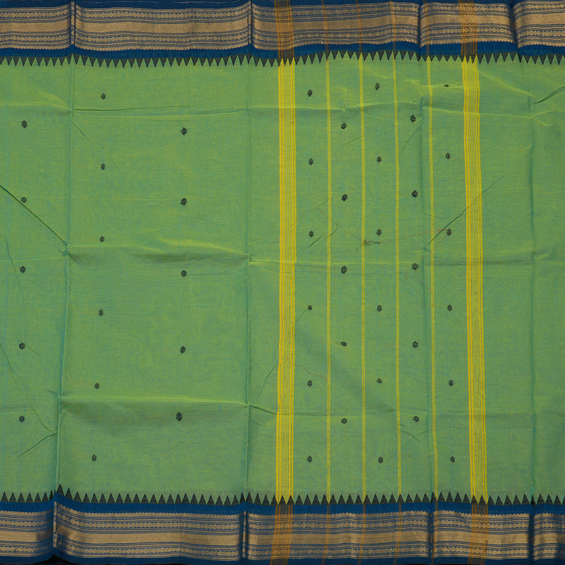 Hayagrivas Mint Green Pure Chettinad Cotton Saree with Peacock Blue Border KBE1612K1-112