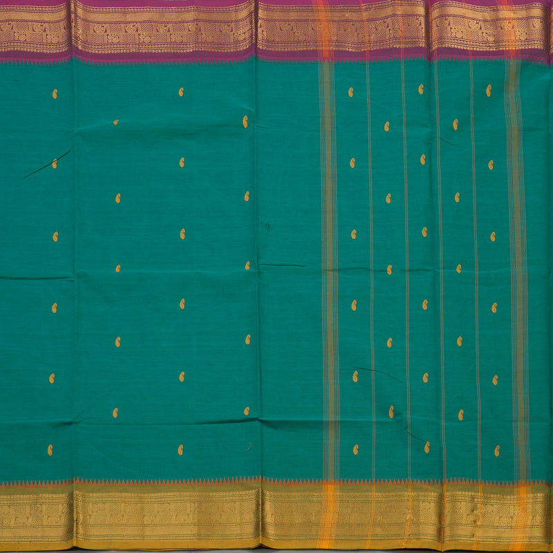 Hayagrivas Peacock Green Pure Cotton Saree with Ganga Jamuna border KBE1612K1-164