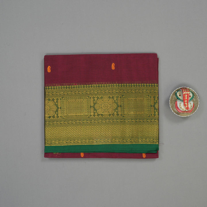 Hayagrivas Wine Pure Chettinad Cotton Saree with Dark Green border KBE1612K1-176