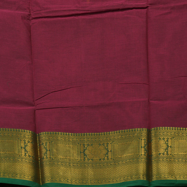 Hayagrivas Wine Pure Chettinad Cotton Saree with Dark Green border KBE1612K1-176