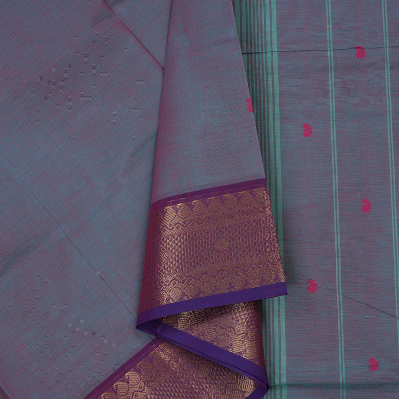 Hayagrivas Dual Tone (Blue & Purple) Pure Chettinad Cotton saree KBE1612K1-185