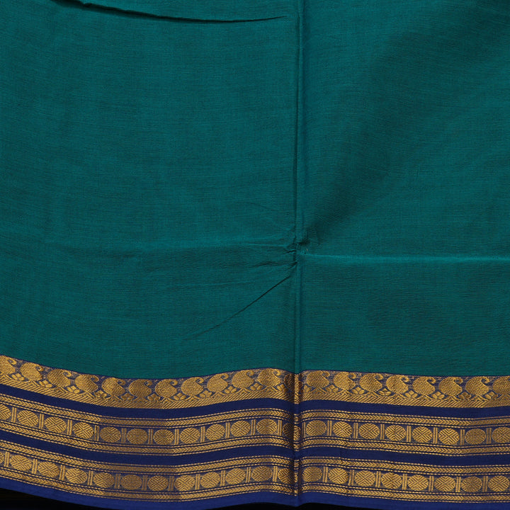 Hayagrivas Peacock Green Pure Cotton Saree with Dark Blue Border KBE1612K1-188