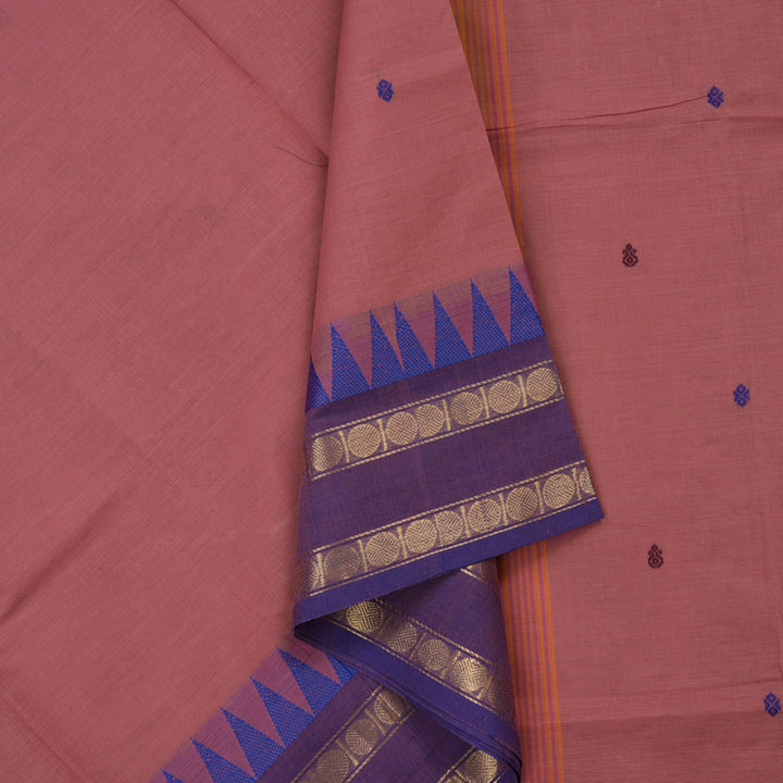 Hayagrivas Dusky Pink Pure Cotton Saree with Ganga Jamuna border KBE1612K1-198