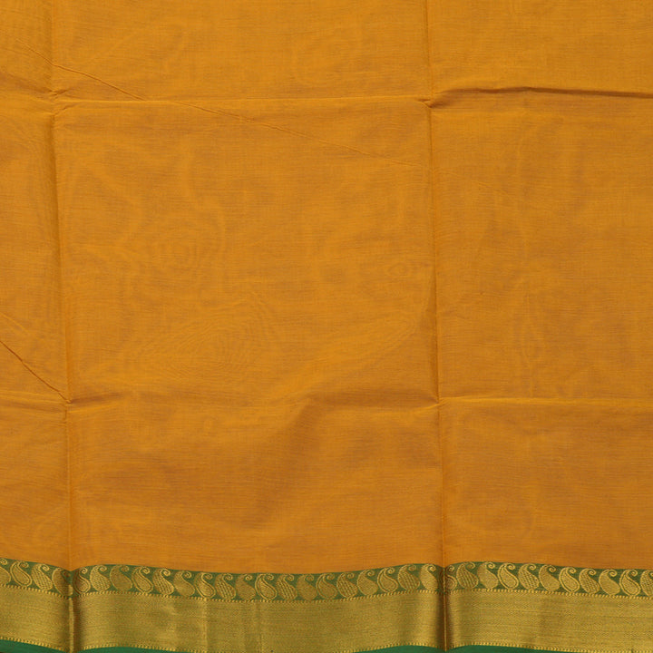 Hayagrivas Tumeric Yellow Pure Chettinad Cotton Saree with Green Border KBE1612K1-202
