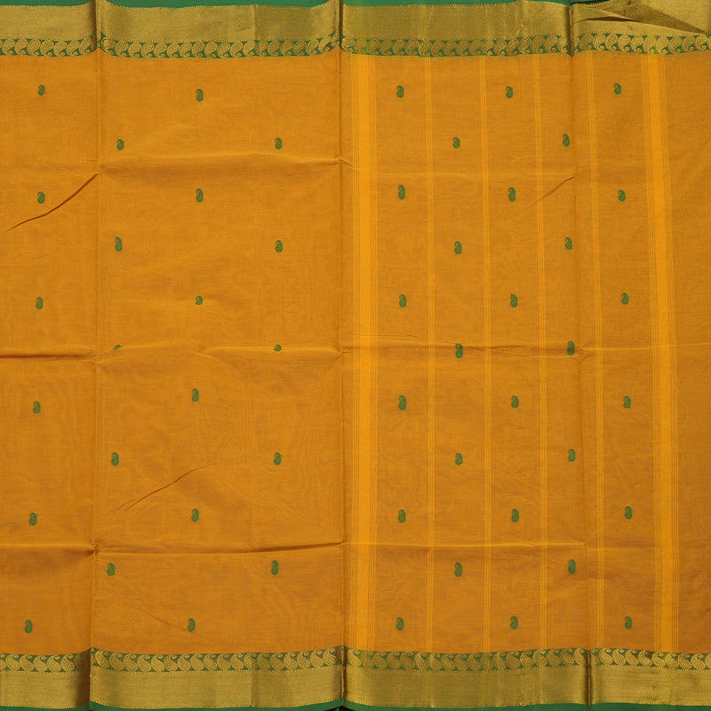 Hayagrivas Tumeric Yellow Pure Chettinad Cotton Saree with Green Border KBE1612K1-202