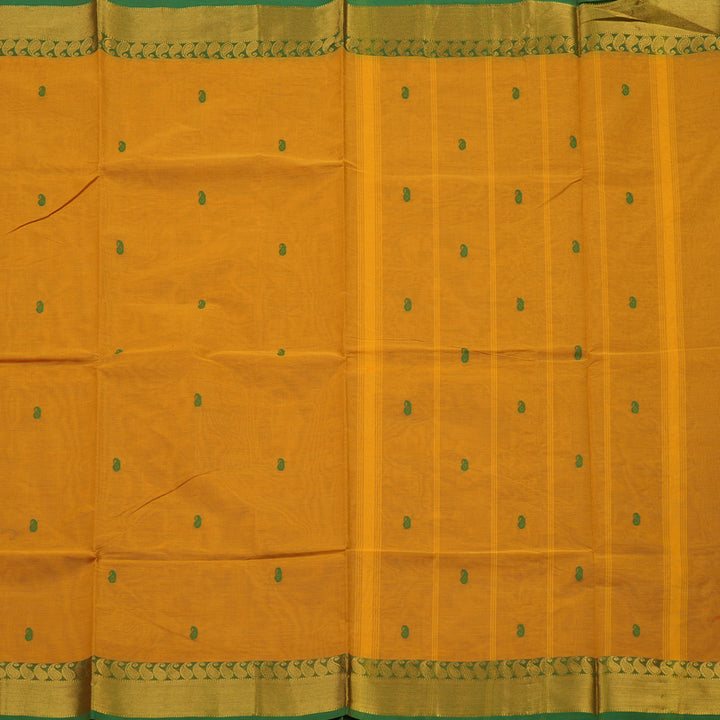 Hayagrivas Tumeric Yellow Pure Chettinad Cotton Saree with Green Border KBE1612K1-202