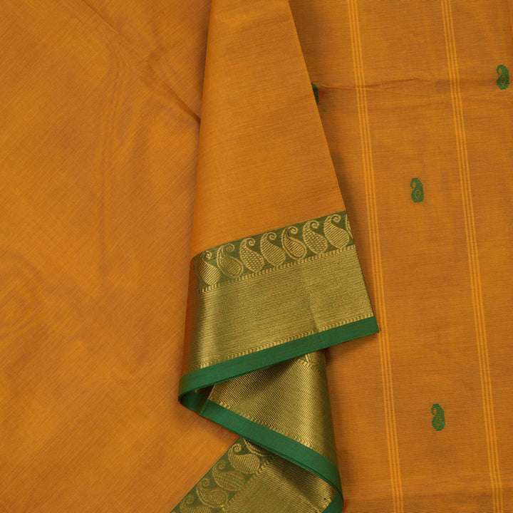 Hayagrivas Tumeric Yellow Pure Chettinad Cotton Saree with Green Border KBE1612K1-202