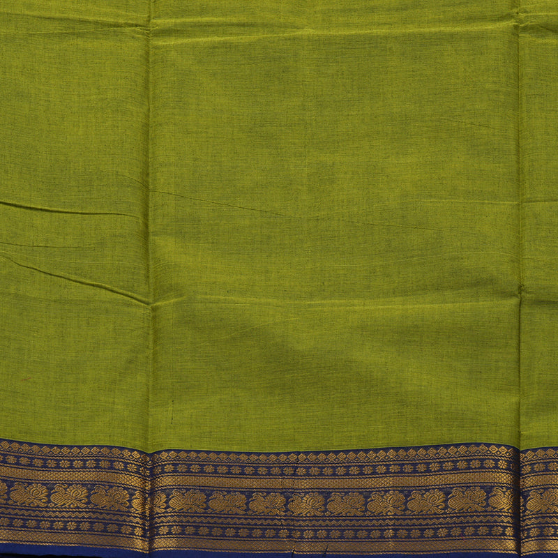 Hayagrivas Leaf Green Pure Cotton Saree with Navy Blue Border KBE1612K1-208