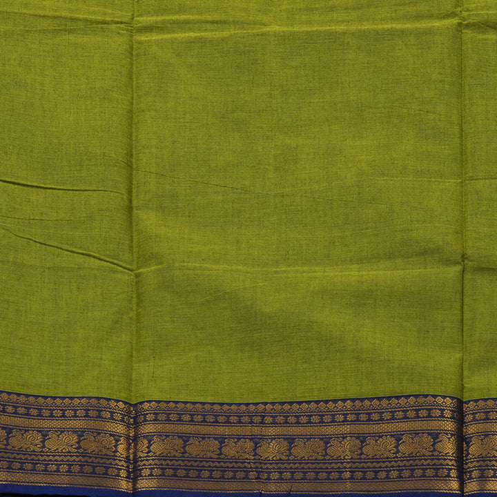 Hayagrivas Leaf Green Pure Cotton Saree with Navy Blue Border KBE1612K1-208