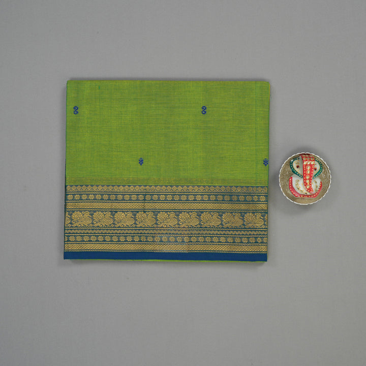 Hayagrivas Parrot Green Pure Chettinad Cotton Saree with Dark Blue border KBE1612K1-209