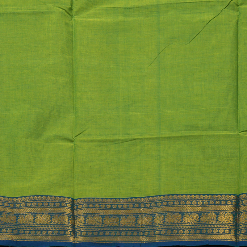 Hayagrivas Parrot Green Pure Chettinad Cotton Saree with Dark Blue border KBE1612K1-209