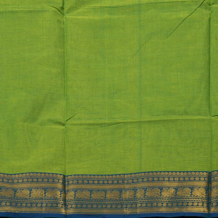 Hayagrivas Parrot Green Pure Chettinad Cotton Saree with Dark Blue border KBE1612K1-209