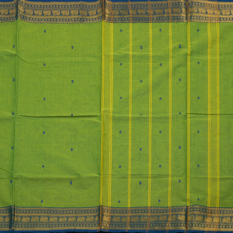 Hayagrivas Parrot Green Pure Chettinad Cotton Saree with Dark Blue border KBE1612K1-209