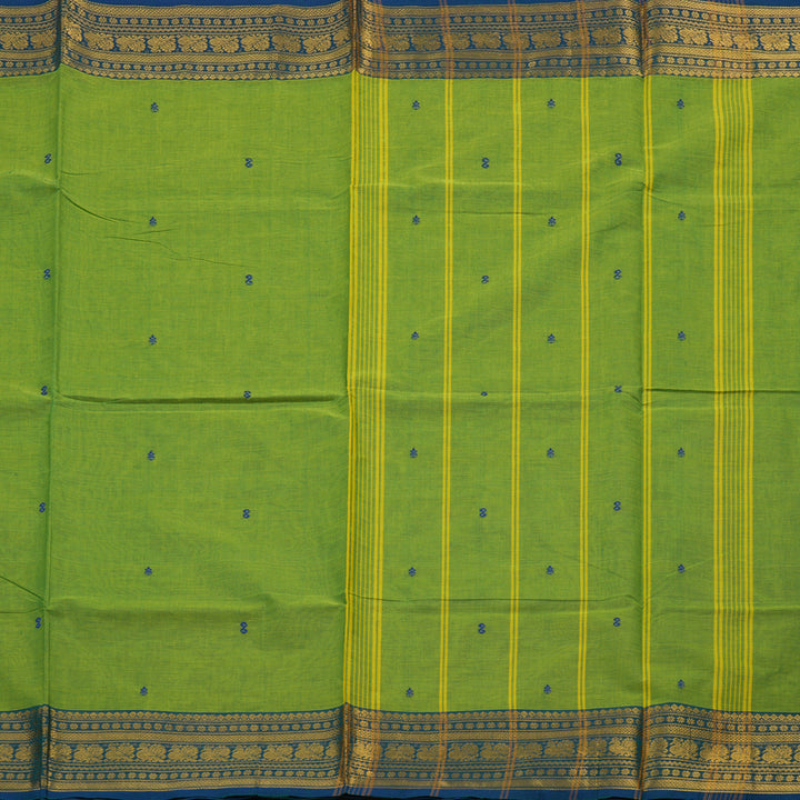 Hayagrivas Parrot Green Pure Chettinad Cotton Saree with Dark Blue border KBE1612K1-209