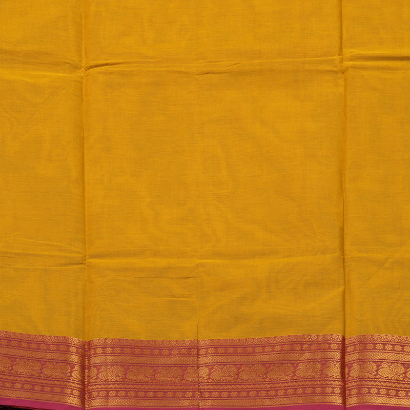 Hayagrivas Tumeric Yellow Pure Chettinad Cotton Saree with Pink border KBE1612K1-210