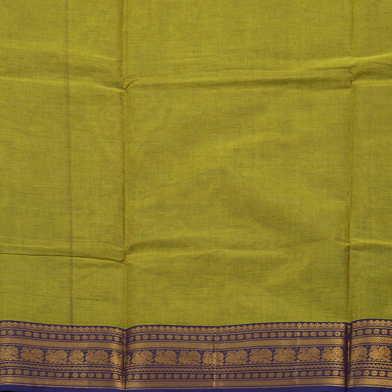 Hayagrivas Yellow-Green Pure Chettinad Cotton Saree with Dark Blue border KBE1612K1-23