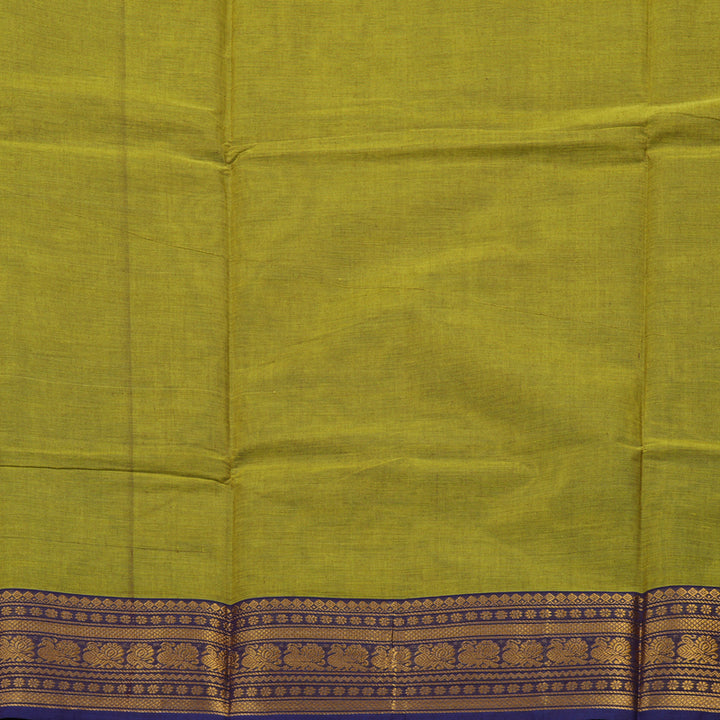 Hayagrivas Yellow-Green Pure Chettinad Cotton Saree with Dark Blue border KBE1612K1-23