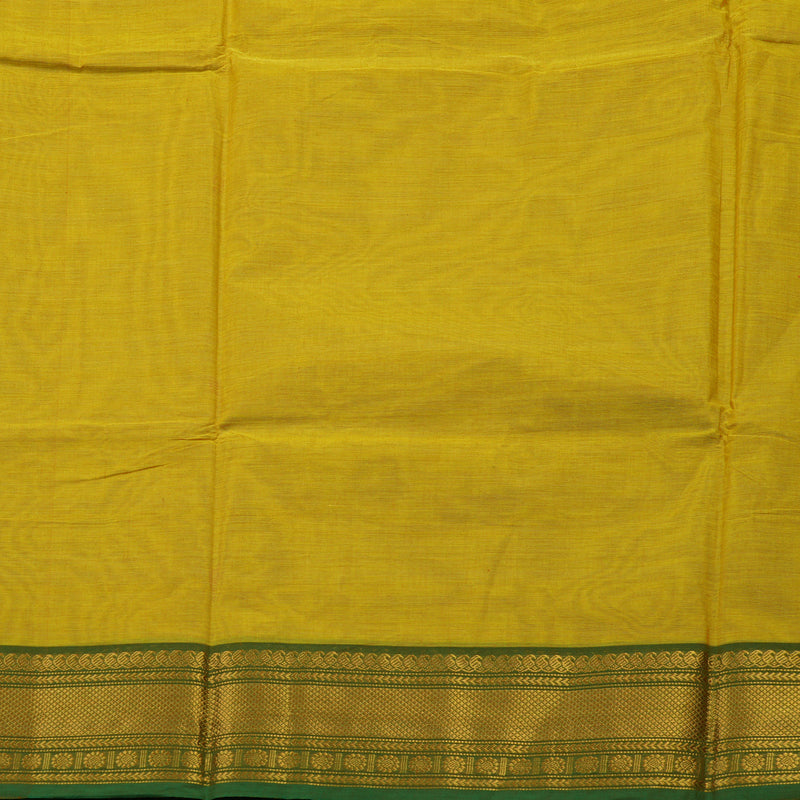 Hayagrivas Lime Yellow Pure Cotton Saree with Green Border KBE1612K1-25
