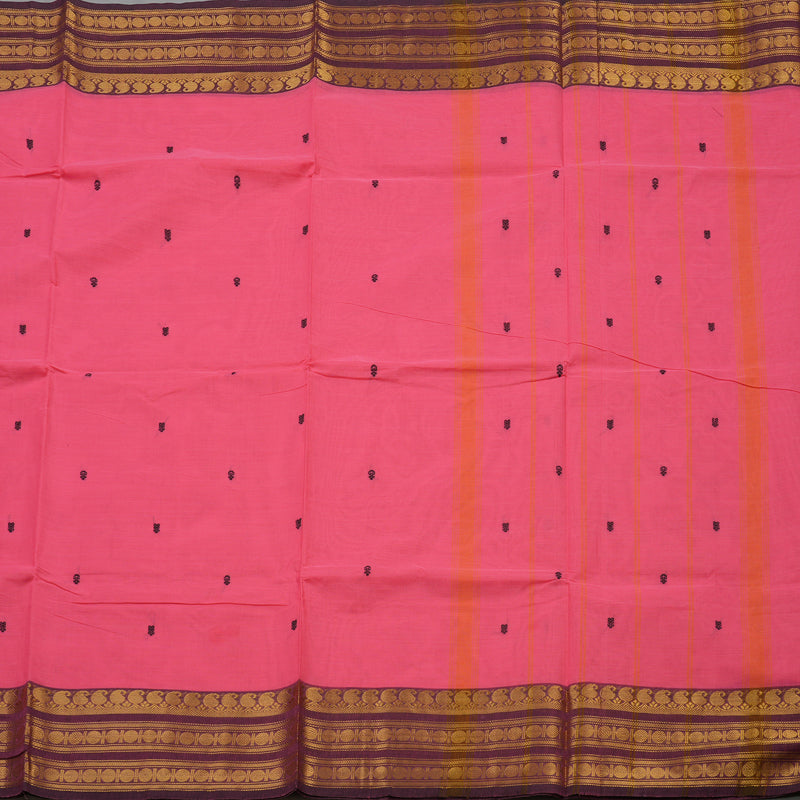 Hayagrivas Bright Pink Pure Chettinad Cotton Saree with Mild Purple Border KBE1612K1-29