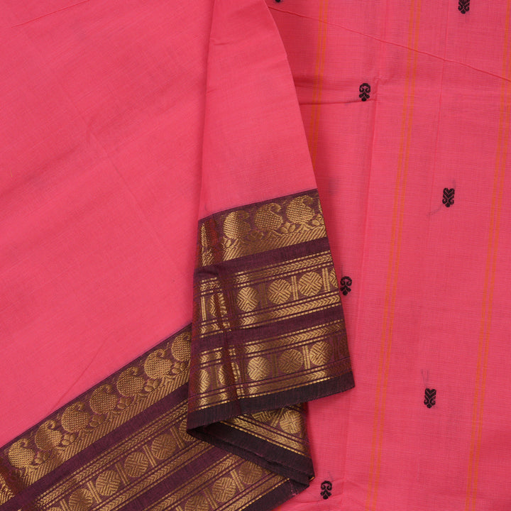 Hayagrivas Bright Pink Pure Chettinad Cotton Saree with Mild Purple Border KBE1612K1-29