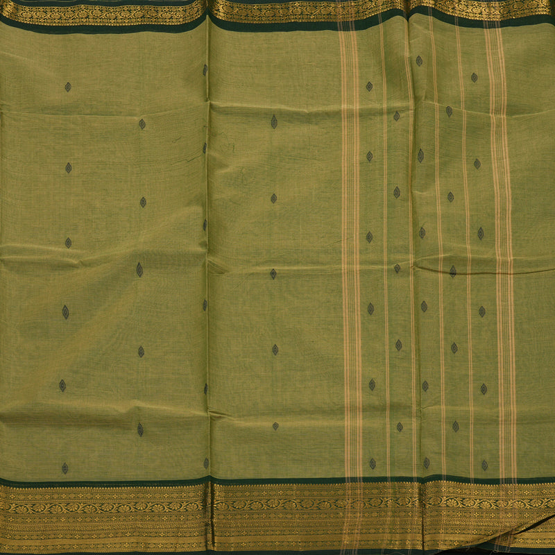 Hayagrivas Cement Green Pure Chettinad Cotton Saree with Karum Pachai border KBE1612K1-37
