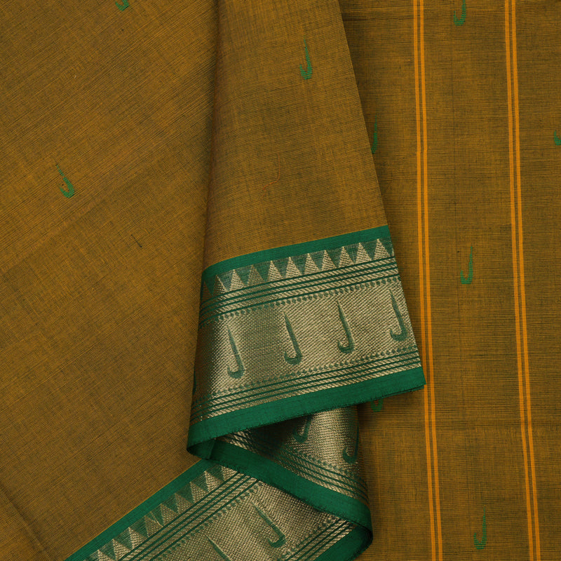 Hayagrivas Sampanga Yellow Pure Chettinad Cotton Saree with Green border KBE1612K1-41
