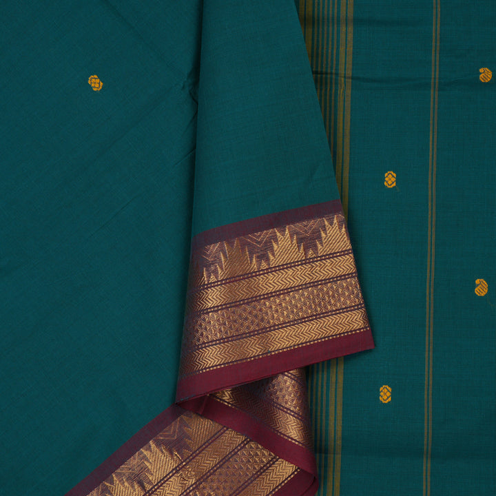 Hayagrivas Peacock Green Pure Chettinad Cotton saree KBE1612K1-45