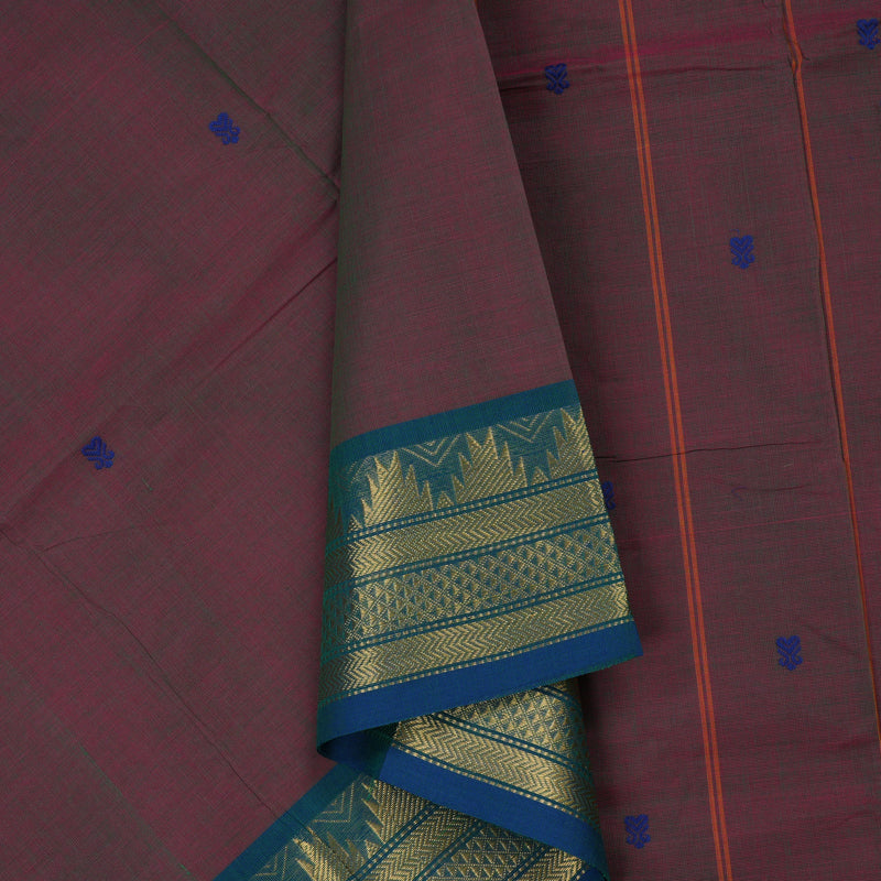 Hayagrivas Dual Tone (Wine & Green) Pure Chettinad Cotton saree KBE1612K1-6