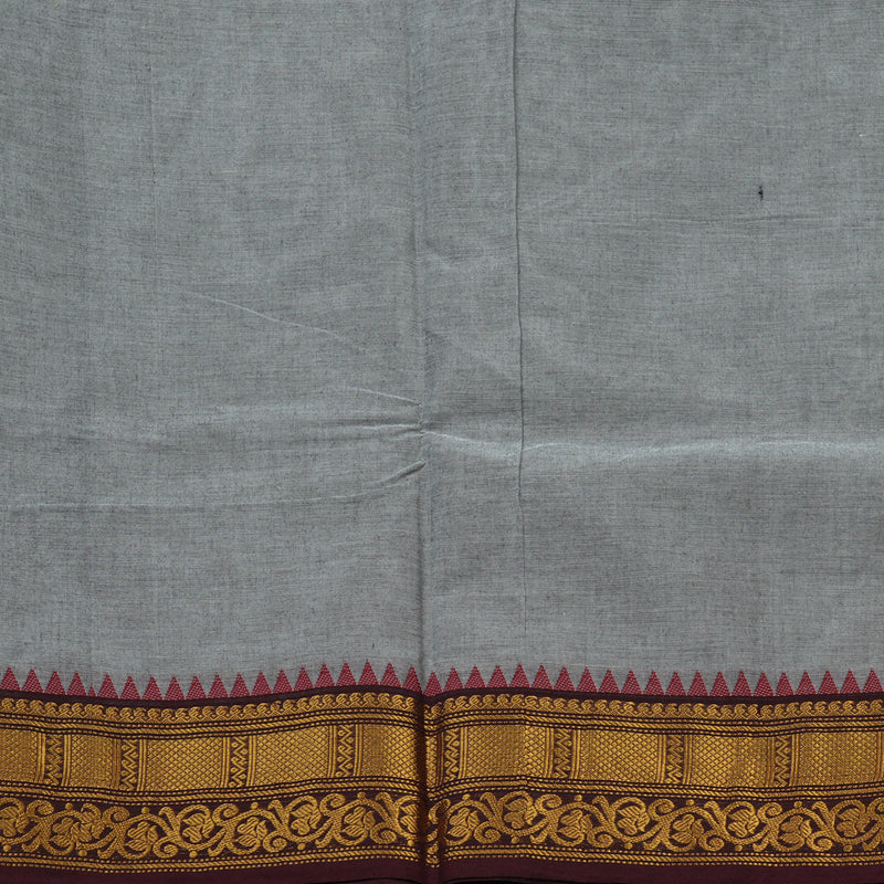 Hayagrivas Light Grey Pure Chettinad Cotton Saree with Wine Brown border KBE1612K1-7