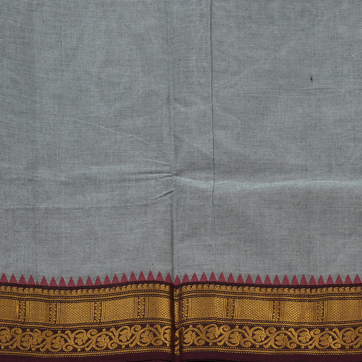 Hayagrivas Light Grey Pure Chettinad Cotton Saree with Wine Brown border KBE1612K1-7