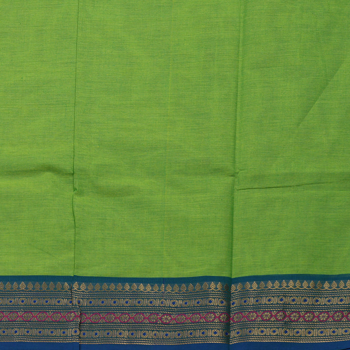 Hayagrivas Green Pure Cotton Saree with Peacock Blue Border KBE1612K1-74