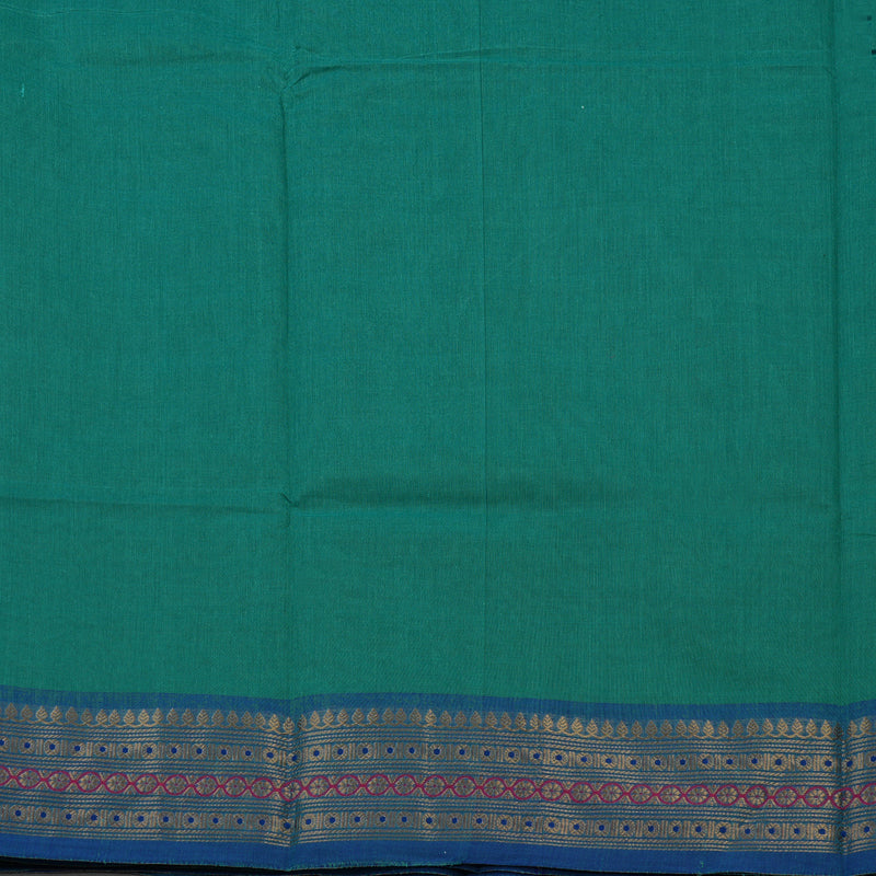 Hayagrivas Rama Green Pure Cotton Saree with Blue Border KBE1612K1-75