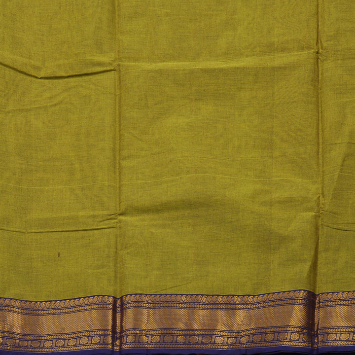 Hayagrivas Yellow-Green Pure Chettinad Cotton Saree with Violet border KBE1612K1-8
