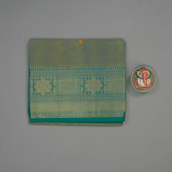 Hayagrivas Beige Pure Cotton Saree with Sea Green Border KBE1612K1-97