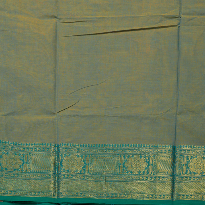 Hayagrivas Beige Pure Cotton Saree with Sea Green Border KBE1612K1-97